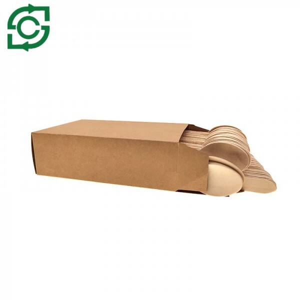 Eco-Friendly Disposable Wooden Cutlery With Paper Box -100pcs