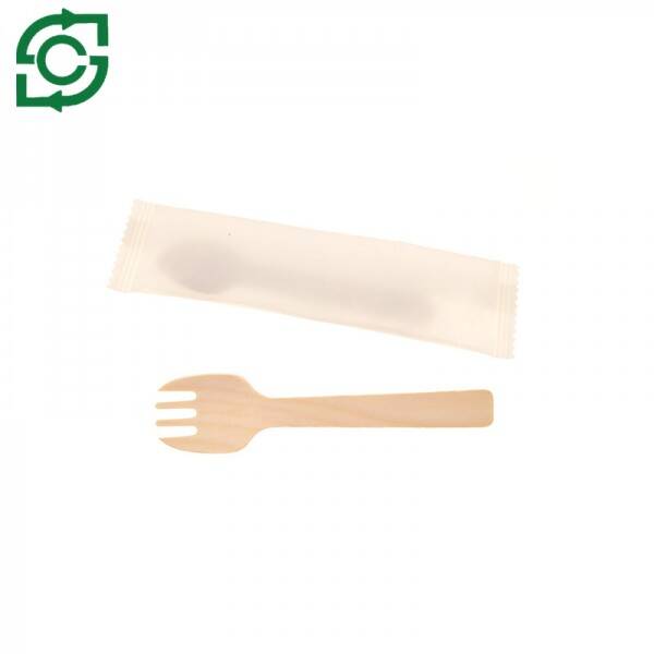 Birch Material Wooden Cutlery, Disposable Wooden Spork Wrapped In Single Paper Bag For Party Use