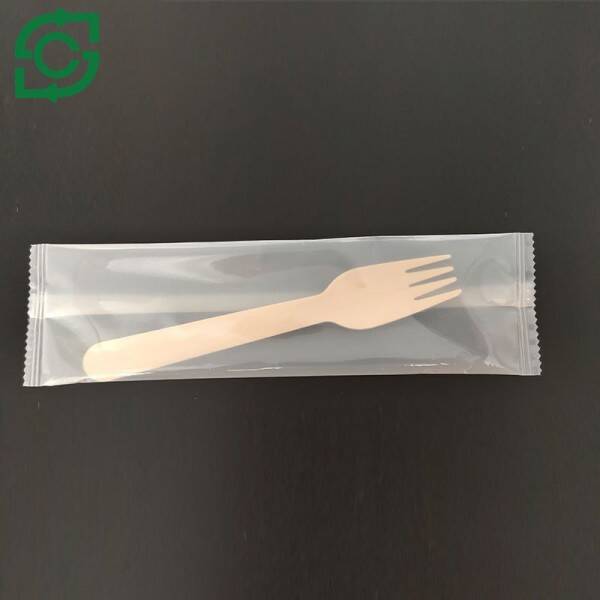 100% Biodegradable Transparent And Visible Wooden Cutlery Wrapped In Eco-Friendly