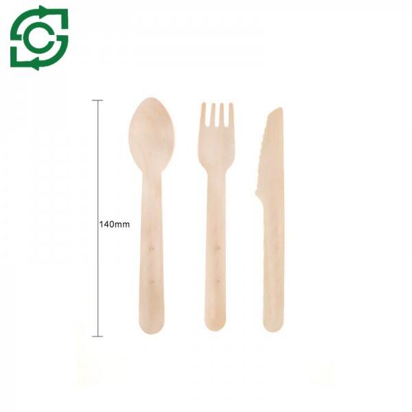 Eco-Friendly Disposable Wooden Cutlery Set - 140mm For Fast Food