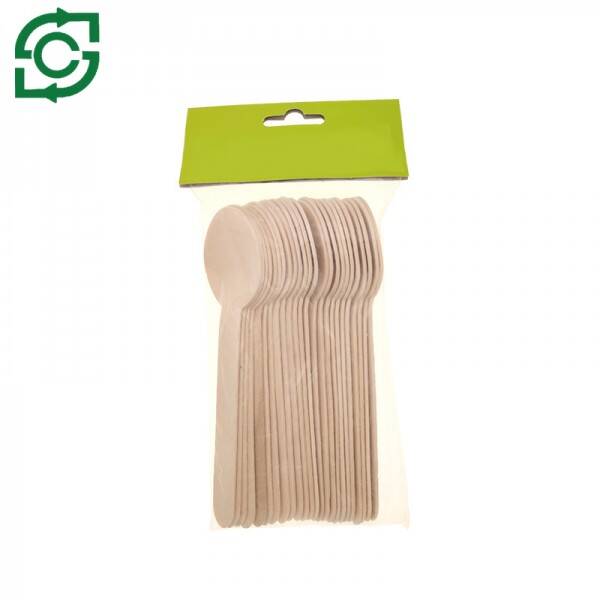 Eco-Friendly Disposable Wooden Cutlery With OPP Retail Bag