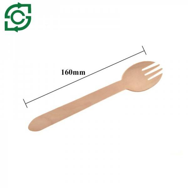 Eco-Friendly Biodegradable Wooden Cutlery, Disposable Wooden Spork Made In Chinese Factories