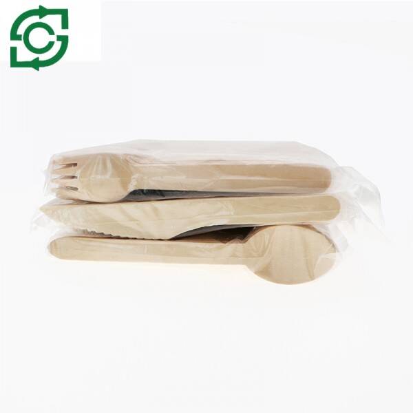 Eco-Friendly Disposable Wooden Cutlery Set With Raised Handle-160mm