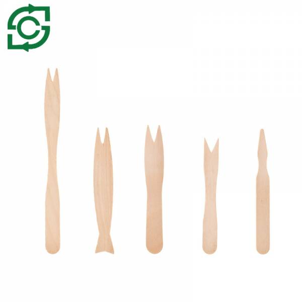 Natural Birch Wooden Fruit Fork, Disposable Wooden Fork For Party