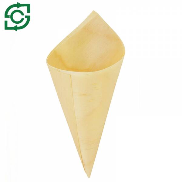 Eco-friendly Bacteria Resist Wood Paper Serving Cone, Wooden Cone