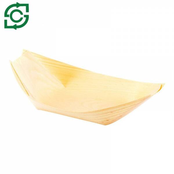 Bio-Degradable Disposable Food Tray Boats, Customized Size Wooden Boat For Picnic